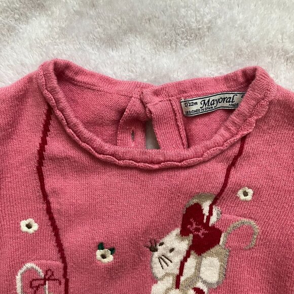 Mayoral 12M Pink Mouse Sweater GUC + Navy Dog Bonus Baby Girl Set - Picture 3 of 16